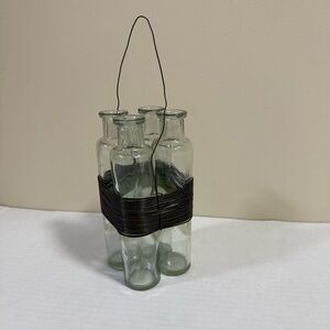 Vintage Handmade 4 Bottle Bud Vase Display Art 1990’s Houston Art Festival Rusti